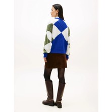 Tommy Hilfiger Kadın / Kız Mavi Tommy Hilfiger Alpaca Blend Argyle, 0zu Mavi Kadın Kazak