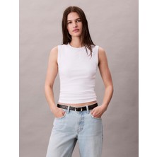 Calvin Klein Kadın Beyaz Calvin Klein Sl Refıned Rıb Emble, Yaa Beyaz Kadın Bluz