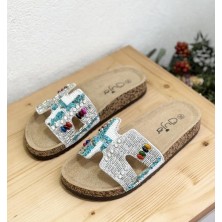 Bags Shoes Guja 25Y102-6 Kadın Taşlı Mantar Taban Terlik