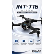 Dimute Shop INT-T16 Uav Drone Hd Kamera Fırçasız Motorlu Uzaktan Kumandalı Katlanabilir Drone