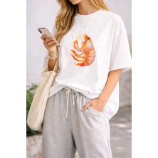 Premium Oversize %100 Pamuk Unisex Baskılı Tişört Sea Queen