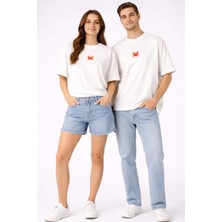 Premium Oversize %100 Pamuk Unisex Baskılı Tişört Crabby