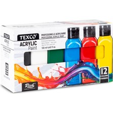 Rich Texco Akrilik Boya Seti 12 Renk 130 ml (Canlı Renkler)