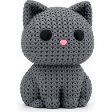 Yapı3D Dekoratif Kedi Figürü Masaüstü Süsü Örgü Dokulu Modern Biblo Ev Ofis Raf Dekorasyonu