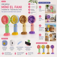 Handheld Fan MJ-153 Mini El Fanı ( USB To Typc-E Şarjlı ) ( 3 Kademe Hız Ayar) ( M.üstü Ayaklı ) VANTILATÖR*168