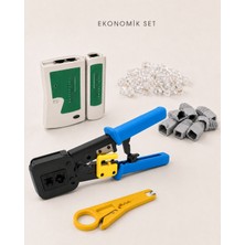 Ekonomik Ağ Kurulum Seti - RJ45 RJ11 Pense + Kablo Test Cihazı + Mini Kablo Soyucu + 10 Adet Koruyucu Boot + 10 Adet RJ45 Konnektör
