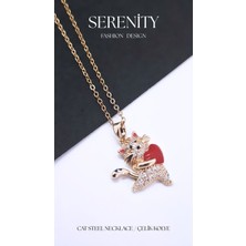 Serenity Kalpli Kedi Figür Çelik Kolye