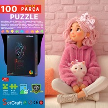 Soi Craft 100 Parça Puzzle Duru ve Kalpli Kedisi #7006