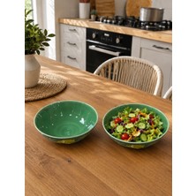 Twinkle Amalfi Garden Limon Desenli Bowl Derin 20 cm Kase Yeşil 2 Adet