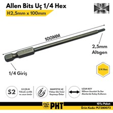 Platin Hırdavat Pht Allen Bits Uç Uzun Boy Hex 2,5mm x 100MM PLT280073 ( 10 Adet )