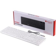 Tastech Tk-02 Beyaz Kablolu Q Klavye USB Girişli Türkçe Q Klavye 104 Tuşlu Medya Tuş