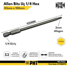 Platin Hırdavat Pht Allen Bits Uç Uzun Boy Hex 3mm x 100MM PLT280074 ( 10 Adet )