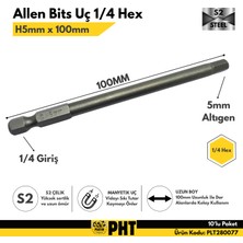 Platin Hırdavat Pht Allen Bits Uç Uzun Boy Hex 5mm x 100MM PLT280077 ( 10 Adet )