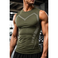 Ghassy Co. Erkek Fitness Hızlı Kuruma Nefes Alabilen Çapraz Daraltma Tipi Kolsuz Spor T-Shirt