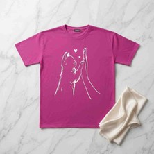 5553 Oversize Kedi Baskılı Rahat Kalıp T-Shirt