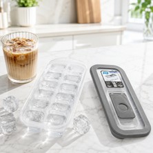 Sariva Home 12 Gözlü Kapaklı Silikon Buz Kalıbı Kolay Dolumlu Buz Küpü Yapma Kabı