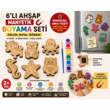 Minik Mucitler Hobi ve Oyuncak 6’lı Eğitici Mıknatıslı Ahşap Boyama Seti – Unicorn, Ayıcık ve Deniz Canlıları | Mdf Figür + Boya + Fırça