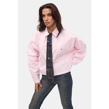 It's Basic Kadın Pembe Oversize Özel Tasarım Gömlek
