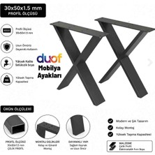 Duof Metal Bank-Sehpa-Orta Sehpa Ayağı Model x 2 Adet Ayak 42 cm Mobilya Ayağı