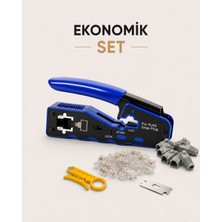 Ekonomik Ağ Kurulum Seti - RJ45 RJ11 Pense + 10 Adet Koruyucu Boot + 10 Adet RJ45 Konnektör + Mini Kablo Soyucu + Yedek Bıçağı