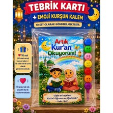 Nostaljik Lezzetler 10 Set Kur'an Okuyorum Hediyesi Kur'an Kursu-Hatim Töreni Hatırası Emoji Kurşun Kalem Tebrik Kartı Hediyeli