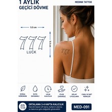 1 Ay Kalıcı 24 Saat Sonra Kararan 777 Luck Yazılı Mınımal Model Geçici Dövme Tattoo