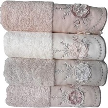 Pupilla Bambu Nakışlı Lena Gül El-Yüz Havlu 50X90CM 4 Lü  Paket