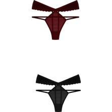 Dominant Dantelli Çapraz Bantlı Tanga 2'li Paket- S-M Uyumlu Standart Beden