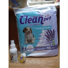 Clean Ped Lavantalı 60X90 cm 30 Adet+1 Adet Hobi Tuvalet Eğitim Spreyi 100 Ml+1 Adet Köpek Eğitim Clicker