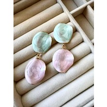 Mint Yeşili ve Pembe Sallantılı Küpe