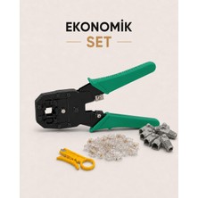 Ekonomik Ağ Kurulum Seti - RJ45 RJ11 Pense + Mini Kablo Soyucu + 10 Adet Koruyucu Boot + 10 Adet RJ45 Konnektör
