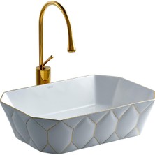Lena E-8141 Tezgah Üstü Lavabo Altın