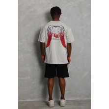 Vexor Erkek Baskılı Tişört Kısa Kol Bisiklet Yaka Oversize T-Shirt - Gri