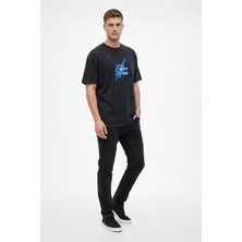 Vexor Erkek Asit Yıkamalı Oversize Tişört Bisiklet Yaka Kısa Kol T-Shirt - Siyah