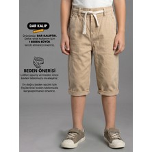 Robin Kids Erkek Çocuk Krem Gabardin Lastikli Kapri Pantolon