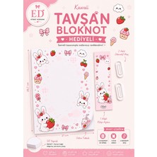 Etiket Dükkanı Kawaii Karakterli A4 Bloknot Seti 50 Yaprak Pembe | Kitap Ayracı ve 2 Dekoratif Ataç