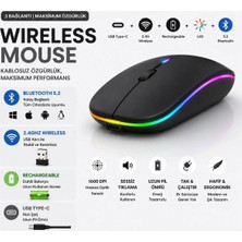 Tastech JNG-5013M Kablosuz Şarjlı Mouse Çift Modlu Bluetooth ve 2.4 Ghz USB Wireless Rgb LED Işıklı Telefon Tablet Bilgisayar Uyumlu 1600 Dpi Sessiz Click Mouse