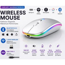 Tastech JNG-5013M Kablosuz Şarjlı Mouse Çift Modlu Bluetooth ve 2.4 Ghz USB Wireless Rgb LED Işıklı Telefon Tablet Bilgisayar Uyumlu 1600 Dpi Sessiz Click Mouse