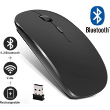 Tastech Şarjlı Mouse 2.4ghz USB Wireless ve Bluetooth Lu Sessiz Mat Siyah
