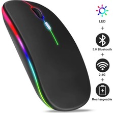 Tastech LED Işıklı Şarjlı Mouse 2.4ghz USB Wireless ve Bluetooth Lu Sessiz Ios Android Telefon Tablet Pc Tv