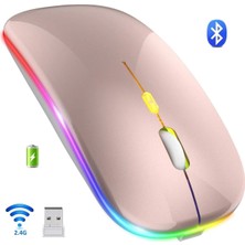 Tastech LED Işıklı Şarjlı Mouse 2.4ghz USB Wireless ve Bluetooth Lu Sessiz Ios Android Telefon Tablet Pc Tv