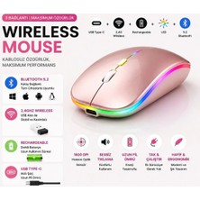 Tastech JNG-5013M Kablosuz Şarjlı Mouse Çift Modlu Bluetooth ve 2.4 Ghz USB Wireless Rgb LED Işıklı Telefon Tablet Bilgisayar Uyumlu 1600 Dpi Sessiz Click Mouse