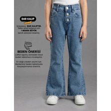 Robin Kids Kız Çocuk Beli Lastikli Likralı Ispanyol Paça Kot Pantolon
