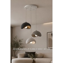 Oxyteez Modern Renk Kombinasyonlu Üçlü Beton Görünümlü Avize, Salon, Oturma Odası, Ev, Ofis, Bahçe, Balkon Işletmeler Için Minimalist Dekoratif Aydınlatma