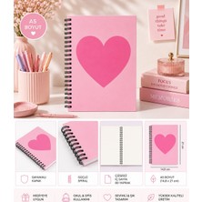 Manifest Defter - Kalp Desenli Çizgili 80 Yaprak Spiralli Defter
