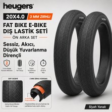Heugers 20X4.0 3mm Zırhlı Fat Bike E-Bike Dış Lastik Seti (Ön ve Arka) Asfalt Desen