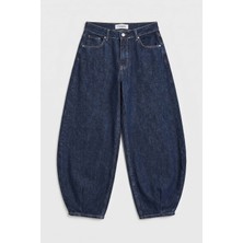 It's Basic Kadın İndigo Selvedge 7s6-50 Mega Balon Fit %100 Koton Denim Jean