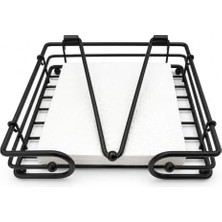 Metal Kare Peçetelik Siyah Masa Üstü Peçete Organizeri, Yaylı Baskı Sistemli Peçete Tutucu, 19X19X4 cm Modern Mutfak Peçeteliği, Tezgah Üstü Peçete Düzenleyici, Masası Için Peçetelik