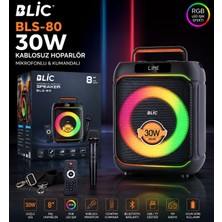 Azurtech Blıc Bls-80 30W Bluetooth Hoparlör Rgb Işıklı Mikrofonlu Kumandalı Taşınabilir Kablosuz Karaoke Hoparlörü Usb/tf/fm Destekli