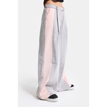 It's Basic Kadın Gri Pembe 3s6-12 Palazzo Fit Çift Parça Özel Tasarım Denim Jean